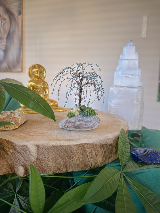Aqua Weeping Willow Crystal Bonsai Tree